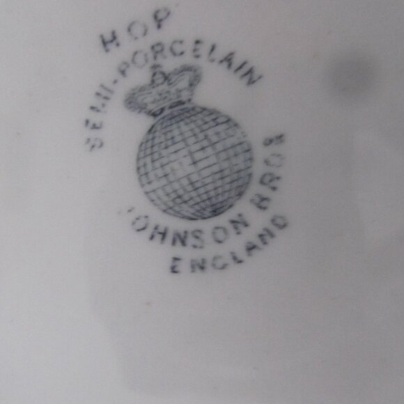 Gray Blue Transferware Platter Antique Johnson Bros HOP Pattern Dinnerware - Picture 6 of 8